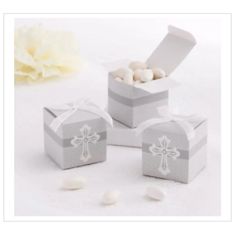 KATE ASPEN religious cross designed Favor Boxes 24 ct size 2 1/8” per side NWT